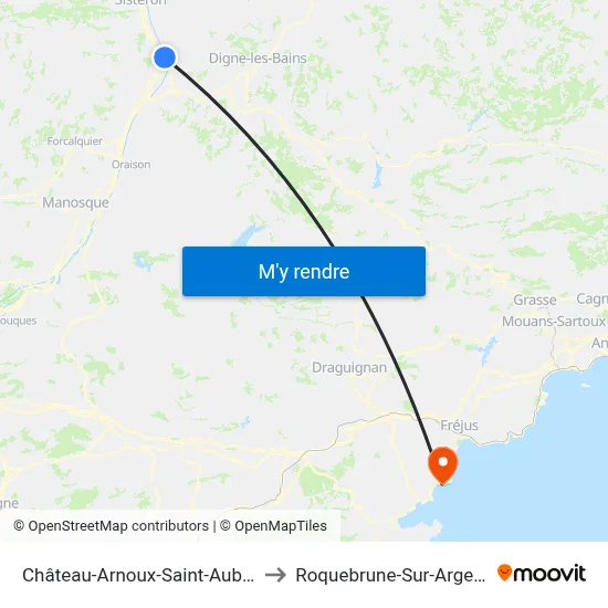 Château-Arnoux-Saint-Auban to Roquebrune-Sur-Argens map