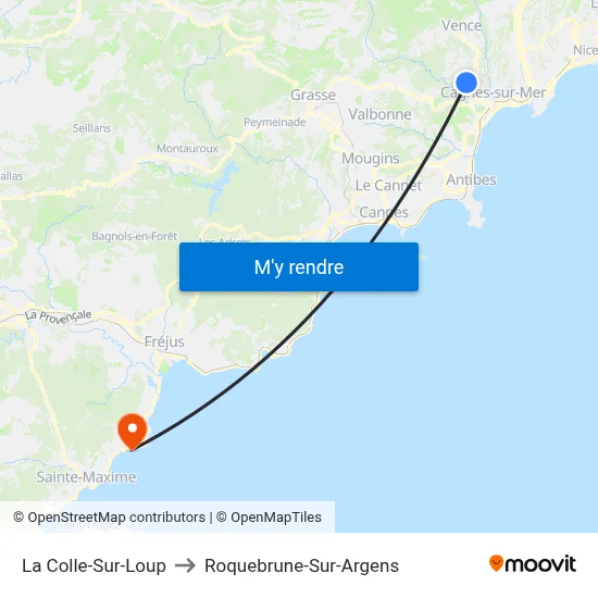 La Colle-Sur-Loup to Roquebrune-Sur-Argens map