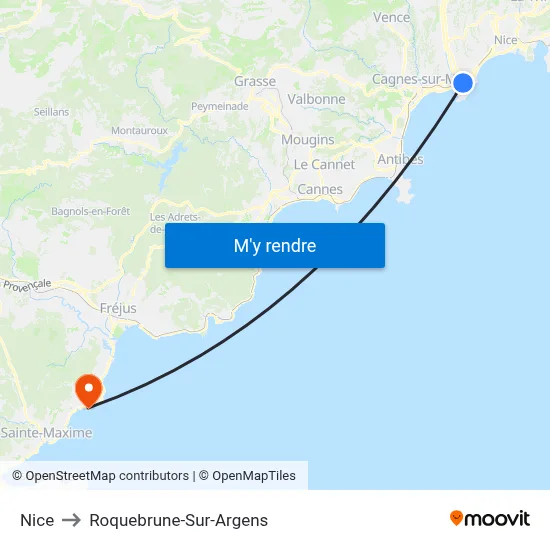 Nice to Roquebrune-Sur-Argens map
