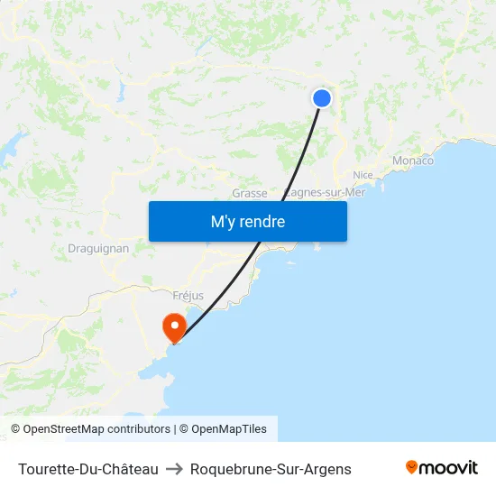 Tourette-Du-Château to Roquebrune-Sur-Argens map