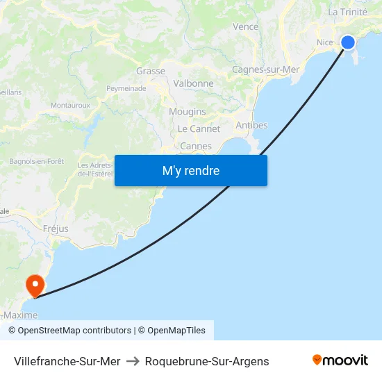 Villefranche-Sur-Mer to Roquebrune-Sur-Argens map