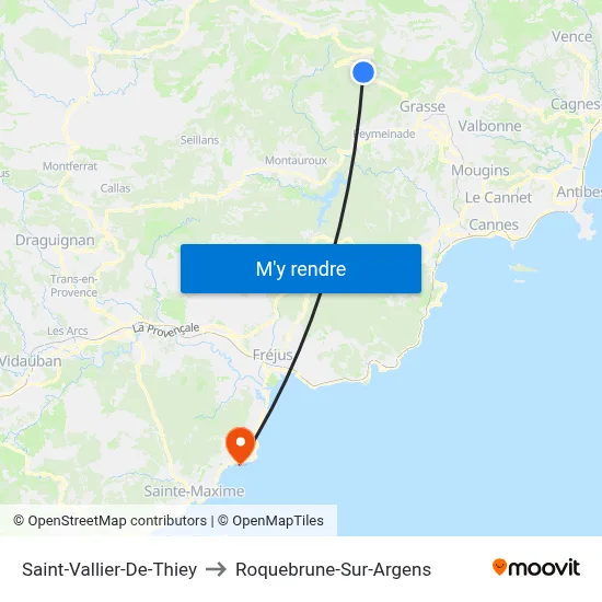Saint-Vallier-De-Thiey to Roquebrune-Sur-Argens map