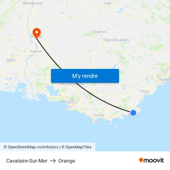 Cavalaire-Sur-Mer to Orange map