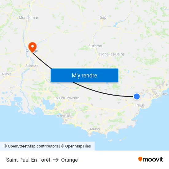 Saint-Paul-En-Forêt to Orange map