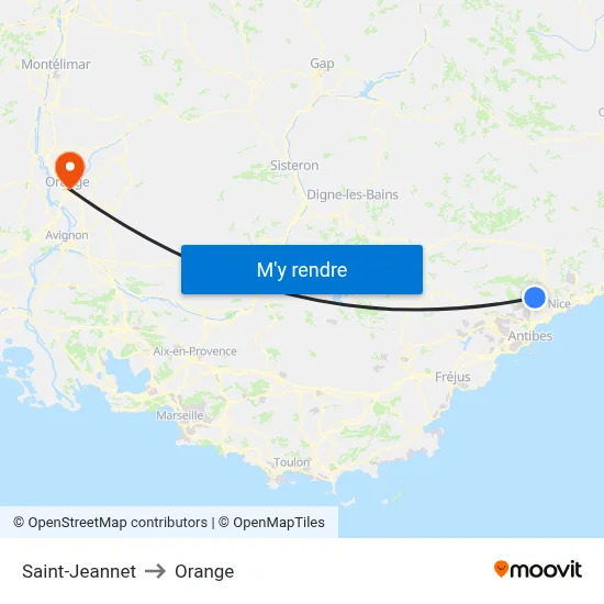 Saint-Jeannet to Orange map