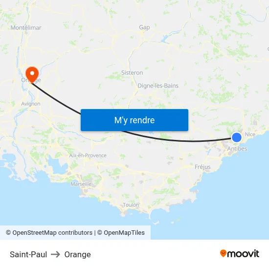 Saint-Paul to Orange map
