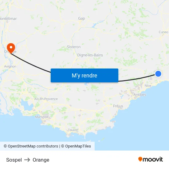 Sospel to Orange map