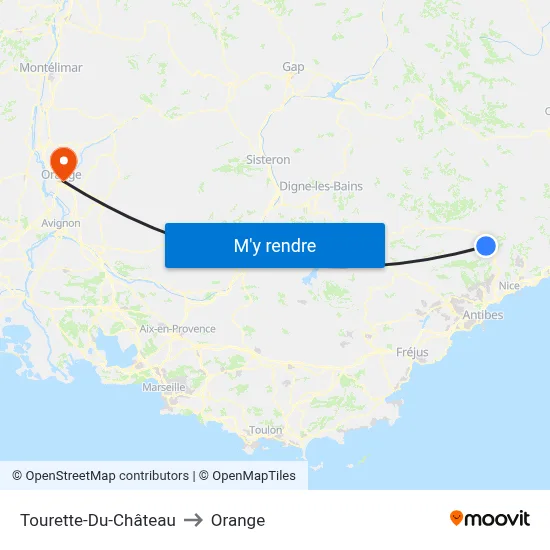 Tourette-Du-Château to Orange map