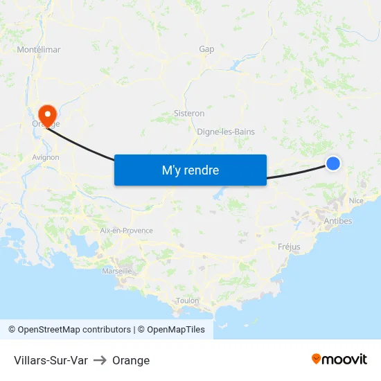 Villars-Sur-Var to Orange map