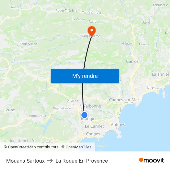 Mouans-Sartoux to La Roque-En-Provence map