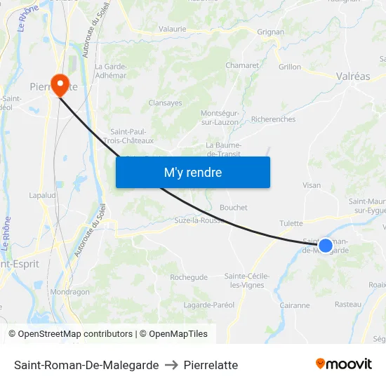 Saint-Roman-De-Malegarde to Pierrelatte map