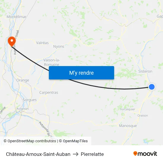 Château-Arnoux-Saint-Auban to Pierrelatte map