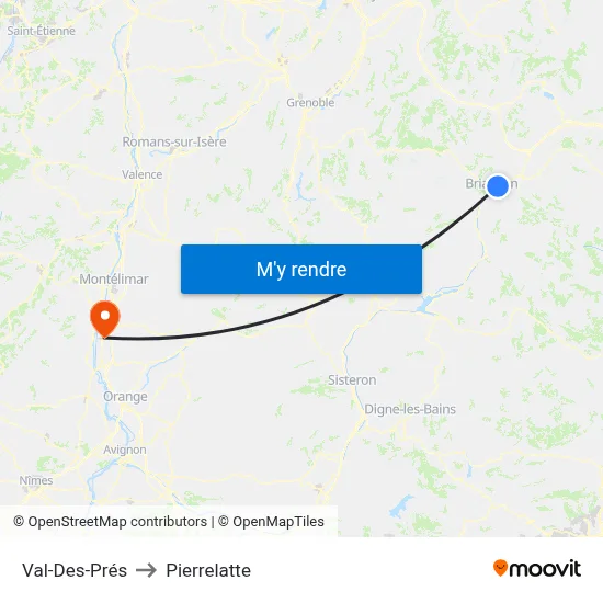 Val-Des-Prés to Pierrelatte map