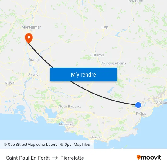 Saint-Paul-En-Forêt to Pierrelatte map