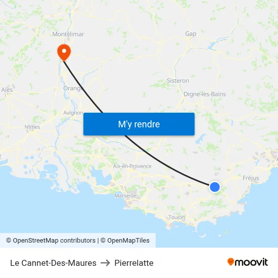Le Cannet-Des-Maures to Pierrelatte map