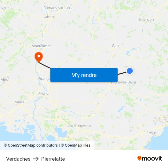 Verdaches to Pierrelatte map