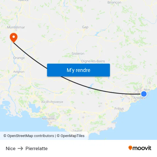 Nice to Pierrelatte map