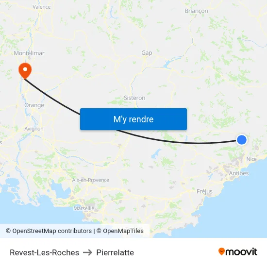 Revest-Les-Roches to Pierrelatte map