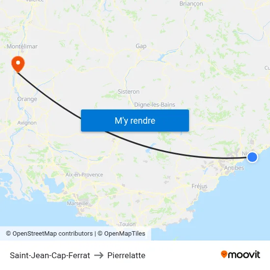Saint-Jean-Cap-Ferrat to Pierrelatte map