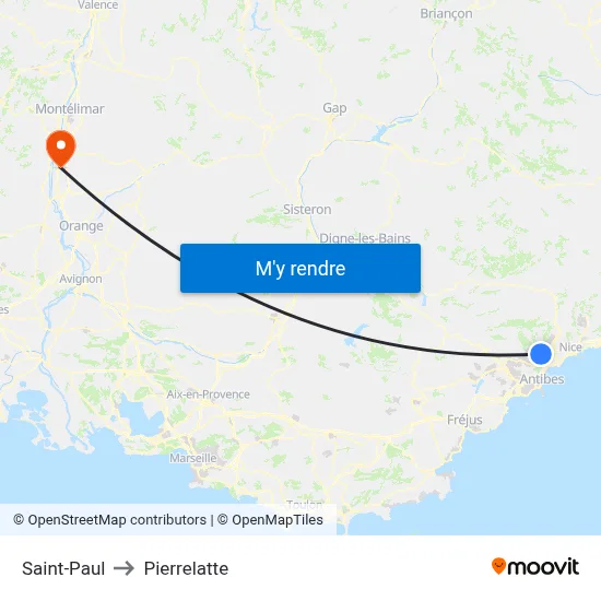 Saint-Paul to Pierrelatte map
