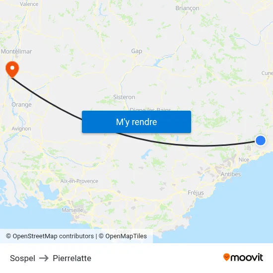 Sospel to Pierrelatte map