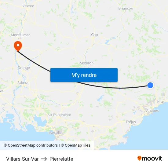Villars-Sur-Var to Pierrelatte map