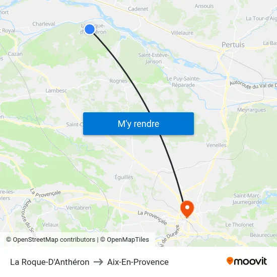 La Roque-D'Anthéron to Aix-En-Provence map