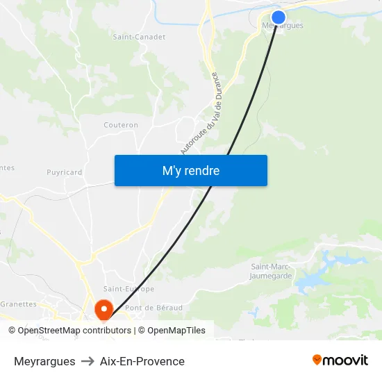 Meyrargues to Aix-En-Provence map