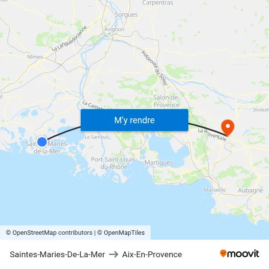 Saintes-Maries-De-La-Mer to Aix-En-Provence map