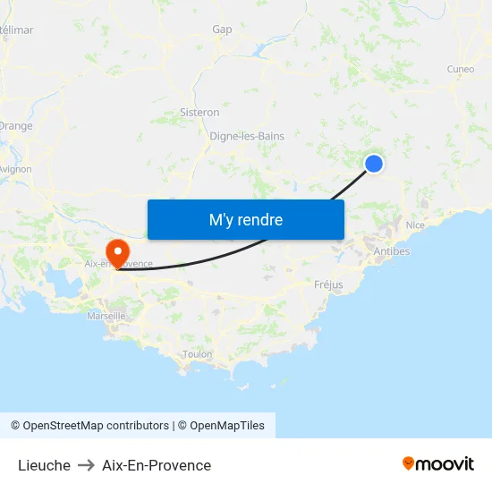 Lieuche to Aix-En-Provence map