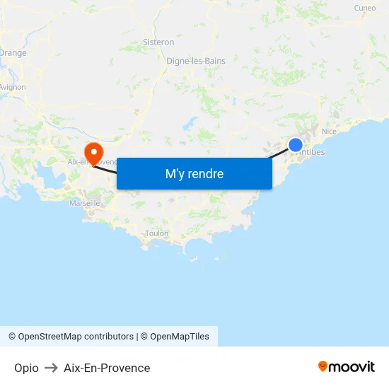 Opio to Aix-En-Provence map