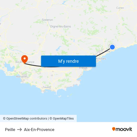 Peille to Aix-En-Provence map