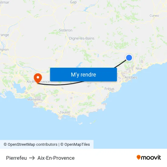 Pierrefeu to Aix-En-Provence map