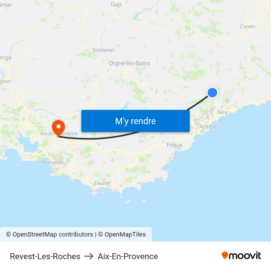 Revest-Les-Roches to Aix-En-Provence map