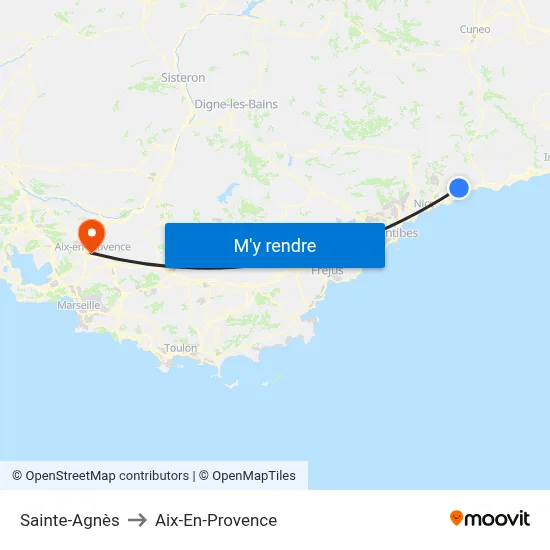 Sainte-Agnès to Aix-En-Provence map
