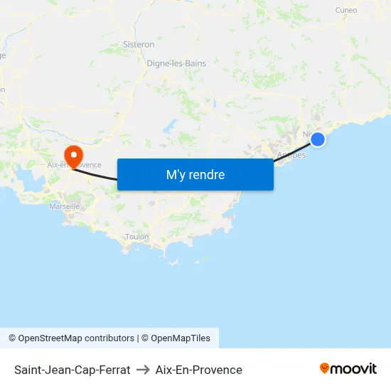 Saint-Jean-Cap-Ferrat to Aix-En-Provence map