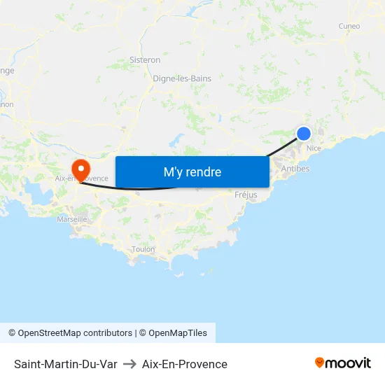 Saint-Martin-Du-Var to Aix-En-Provence map