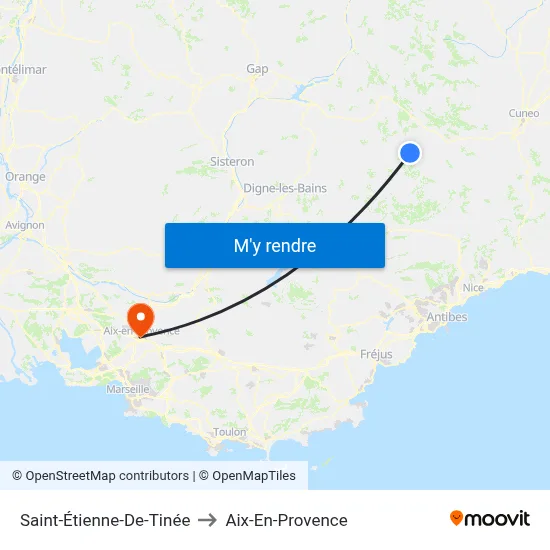Saint-Étienne-De-Tinée to Aix-En-Provence map