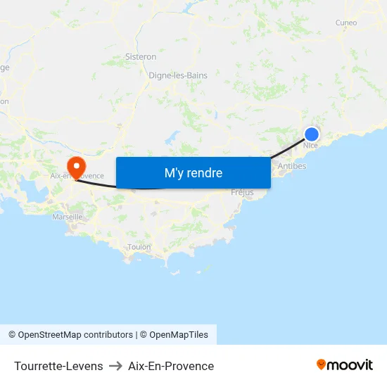 Tourrette-Levens to Aix-En-Provence map