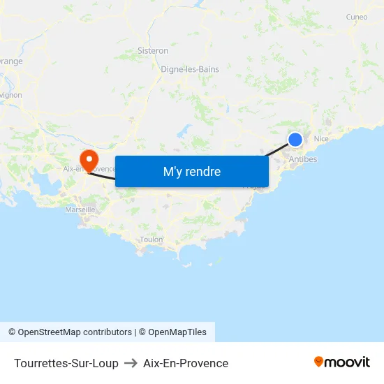 Tourrettes-Sur-Loup to Aix-En-Provence map