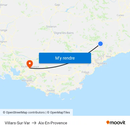 Villars-Sur-Var to Aix-En-Provence map