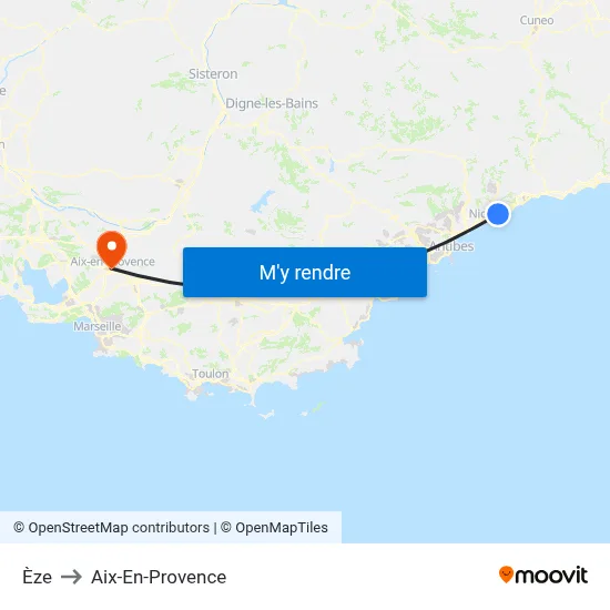 Èze to Aix-En-Provence map