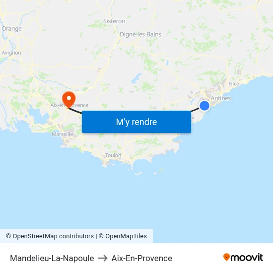 Mandelieu-La-Napoule to Aix-En-Provence map