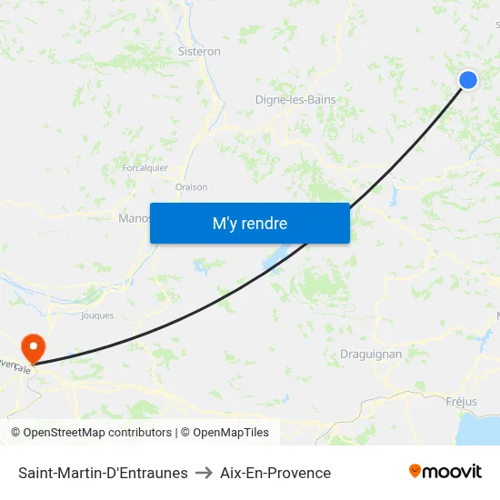 Saint-Martin-D'Entraunes to Aix-En-Provence map