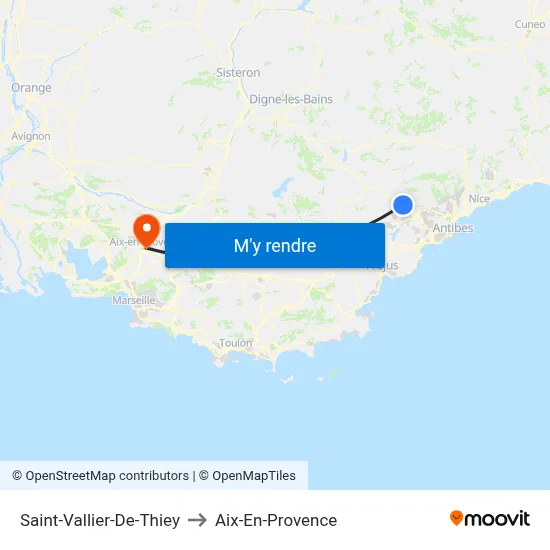Saint-Vallier-De-Thiey to Aix-En-Provence map