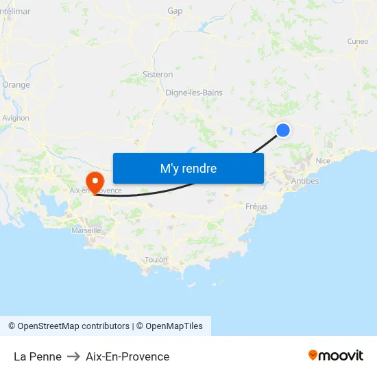 La Penne to Aix-En-Provence map