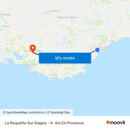 La Roquette-Sur-Siagne to Aix-En-Provence map