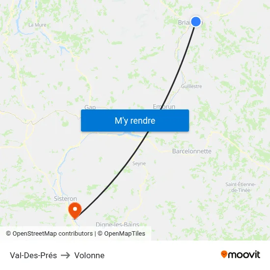 Val-Des-Prés to Volonne map