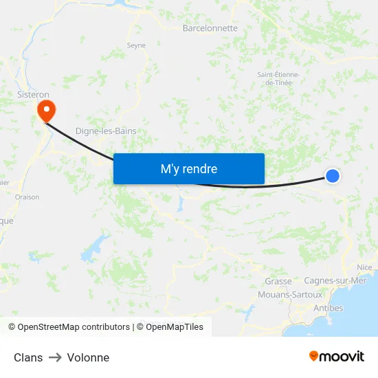 Clans to Volonne map