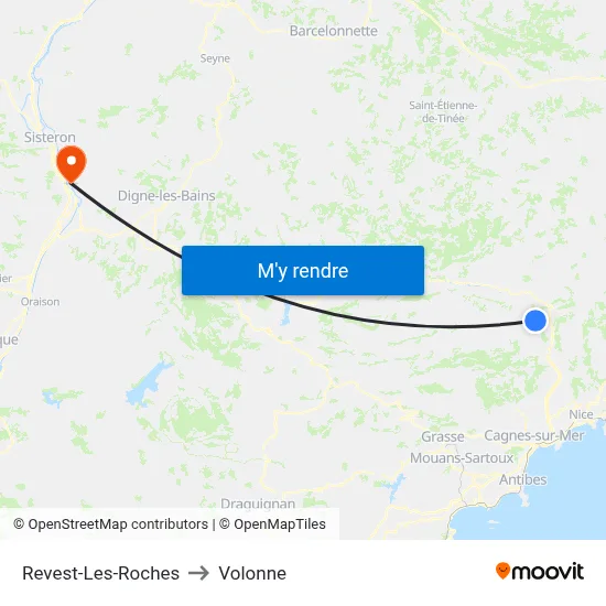 Revest-Les-Roches to Volonne map